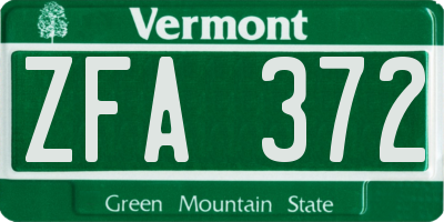 VT license plate ZFA372