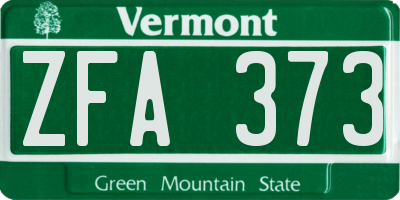 VT license plate ZFA373