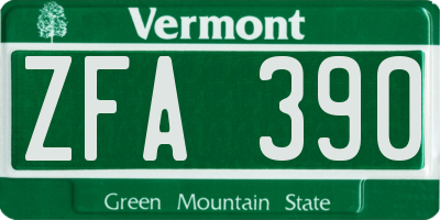 VT license plate ZFA390