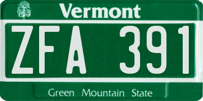 VT license plate ZFA391