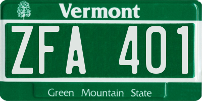 VT license plate ZFA401