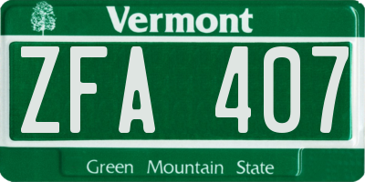 VT license plate ZFA407