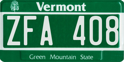 VT license plate ZFA408