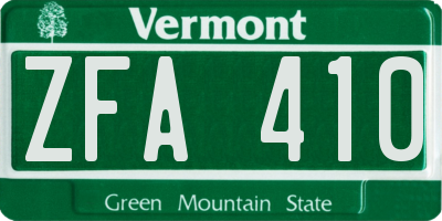 VT license plate ZFA410