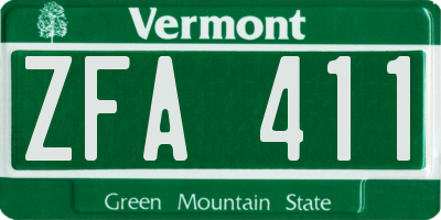 VT license plate ZFA411