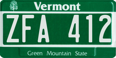 VT license plate ZFA412