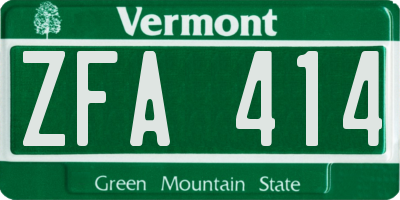 VT license plate ZFA414