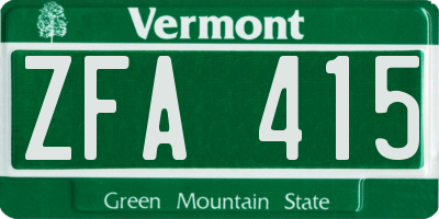VT license plate ZFA415