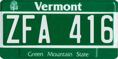 VT license plate ZFA416