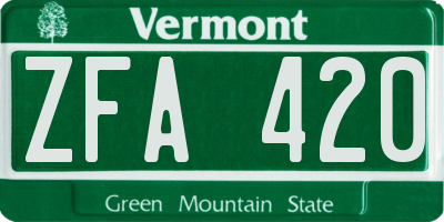 VT license plate ZFA420