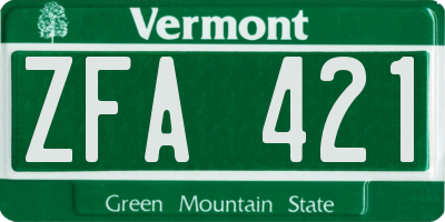VT license plate ZFA421