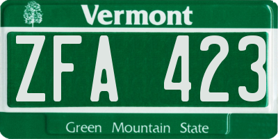 VT license plate ZFA423