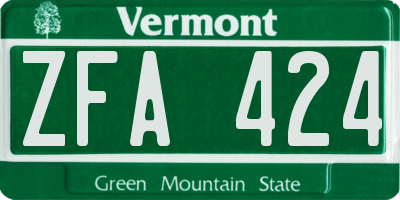 VT license plate ZFA424