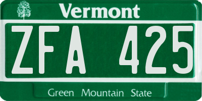 VT license plate ZFA425
