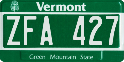 VT license plate ZFA427