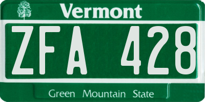 VT license plate ZFA428