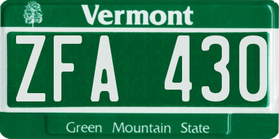 VT license plate ZFA430