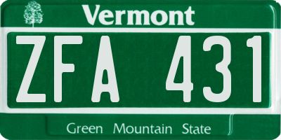 VT license plate ZFA431