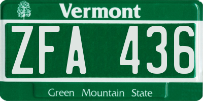 VT license plate ZFA436