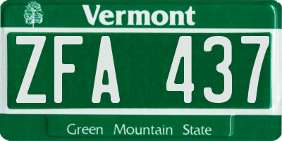 VT license plate ZFA437