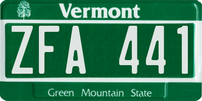 VT license plate ZFA441