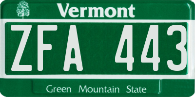 VT license plate ZFA443