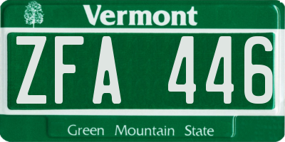VT license plate ZFA446