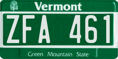 VT license plate ZFA461