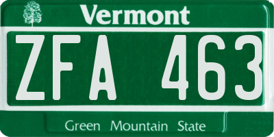VT license plate ZFA463