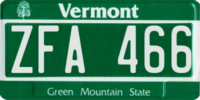 VT license plate ZFA466