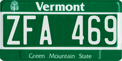 VT license plate ZFA469