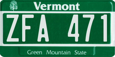 VT license plate ZFA471
