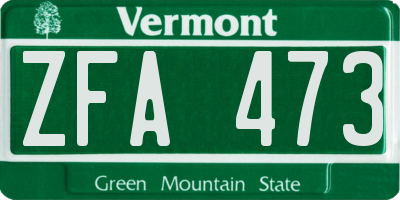 VT license plate ZFA473