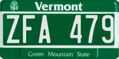 VT license plate ZFA479