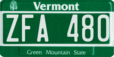 VT license plate ZFA480