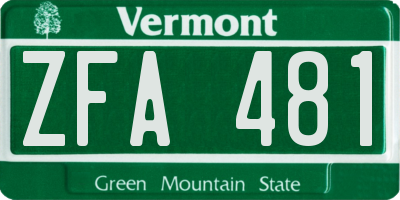 VT license plate ZFA481