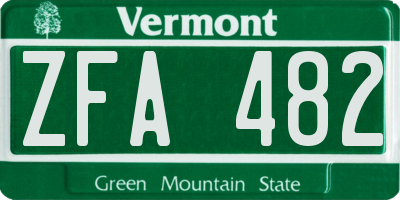 VT license plate ZFA482