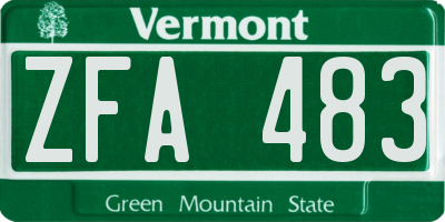 VT license plate ZFA483
