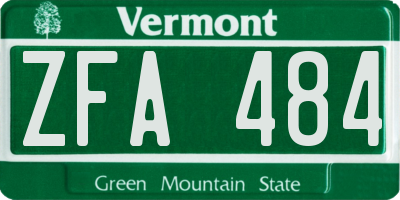 VT license plate ZFA484
