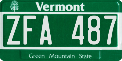 VT license plate ZFA487