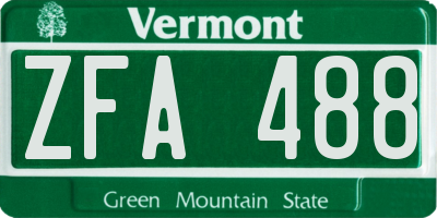 VT license plate ZFA488
