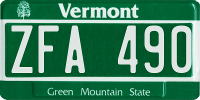 VT license plate ZFA490