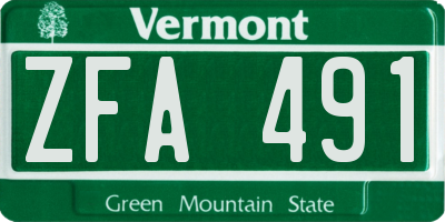 VT license plate ZFA491