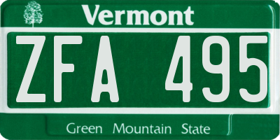 VT license plate ZFA495