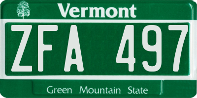 VT license plate ZFA497