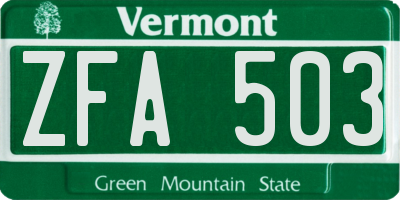 VT license plate ZFA503