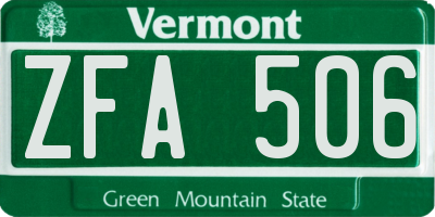 VT license plate ZFA506