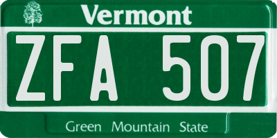 VT license plate ZFA507