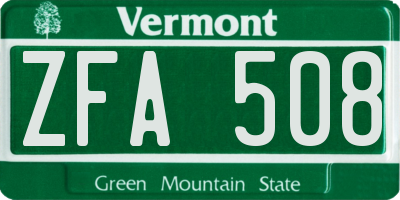 VT license plate ZFA508