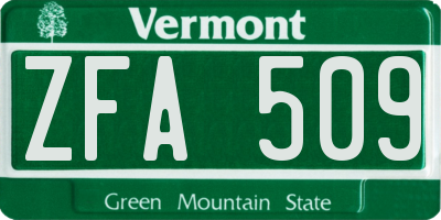VT license plate ZFA509
